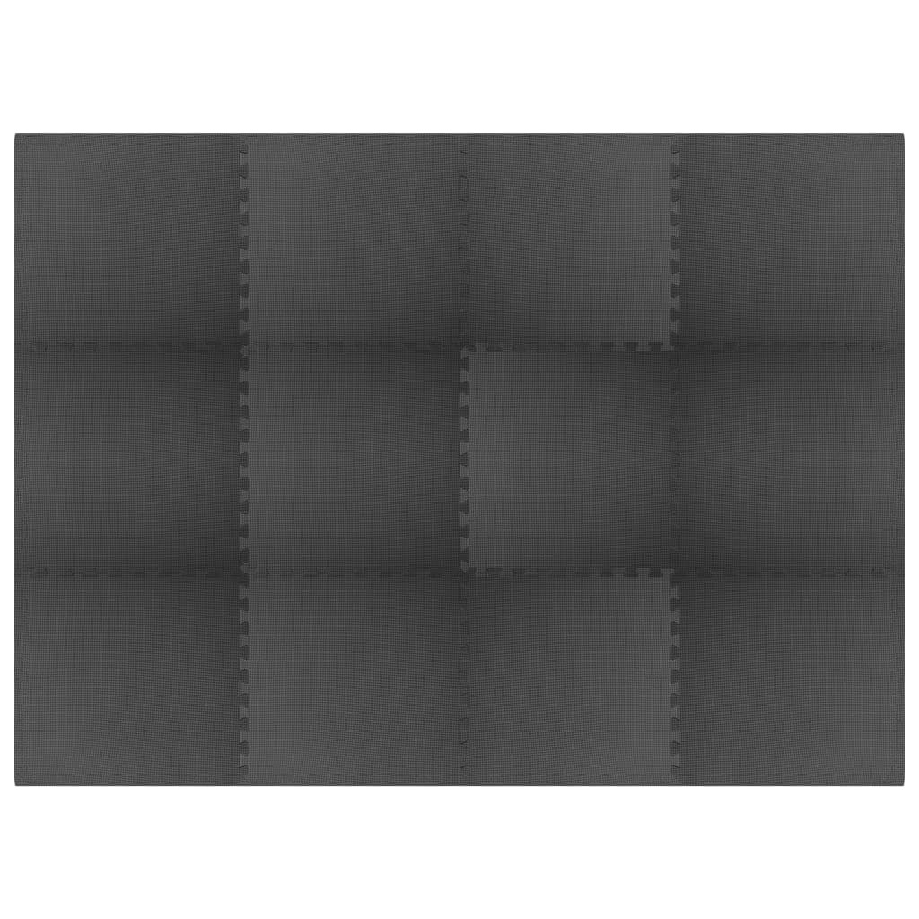 Floor Mats 12 pcs 4.32 ㎡ EVA Foam Black